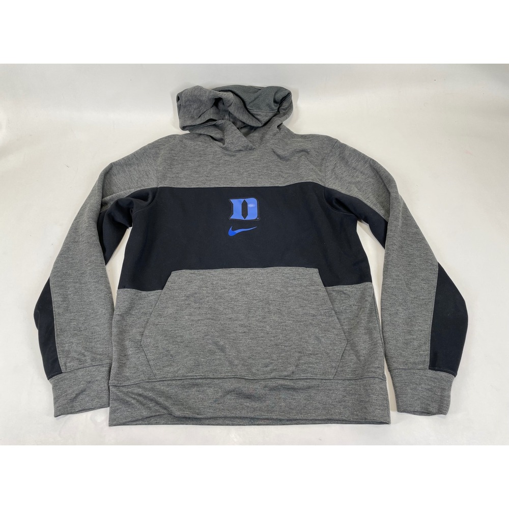 Nike Dri-FIT Duke Blue Devils Hoodie Mens Small Grey Black Pullover Sweatshirt